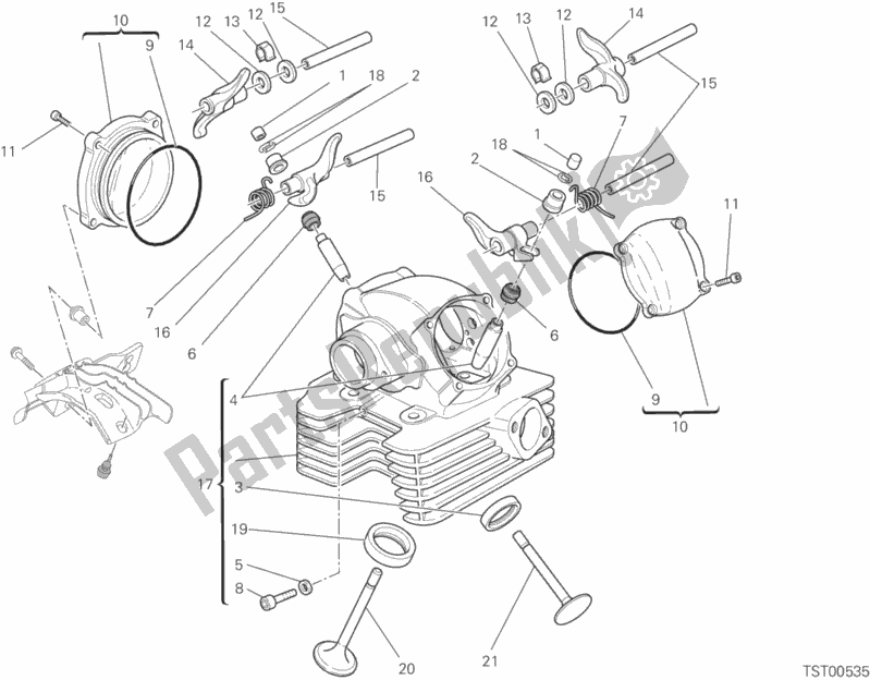 All parts for the Vertical Cylinder Head of the Ducati Monster 795 ABS Corse Stripe CHN-Thailand 2015